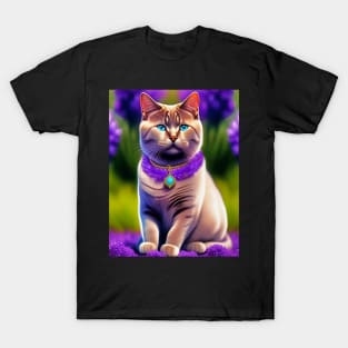 British Shorthair Lavender Theme T-Shirt